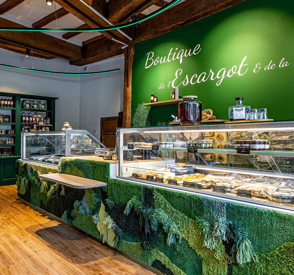 Photos de l'intérieur de la boutique de l'Escargot et de la truffe